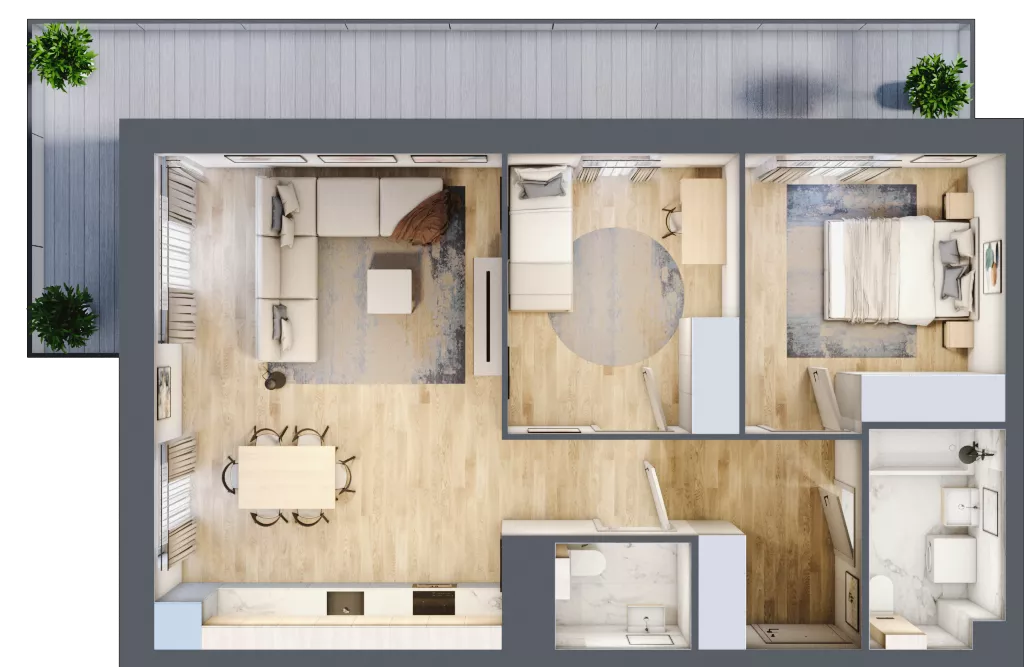 3 pokoje, mieszkanie 64,77 m², piętro 3, oferta nr B6-K1-3-1, ATAL Strachowicka II, Wrocław, Żerniki, Fabryczna, ul. Strachowicka