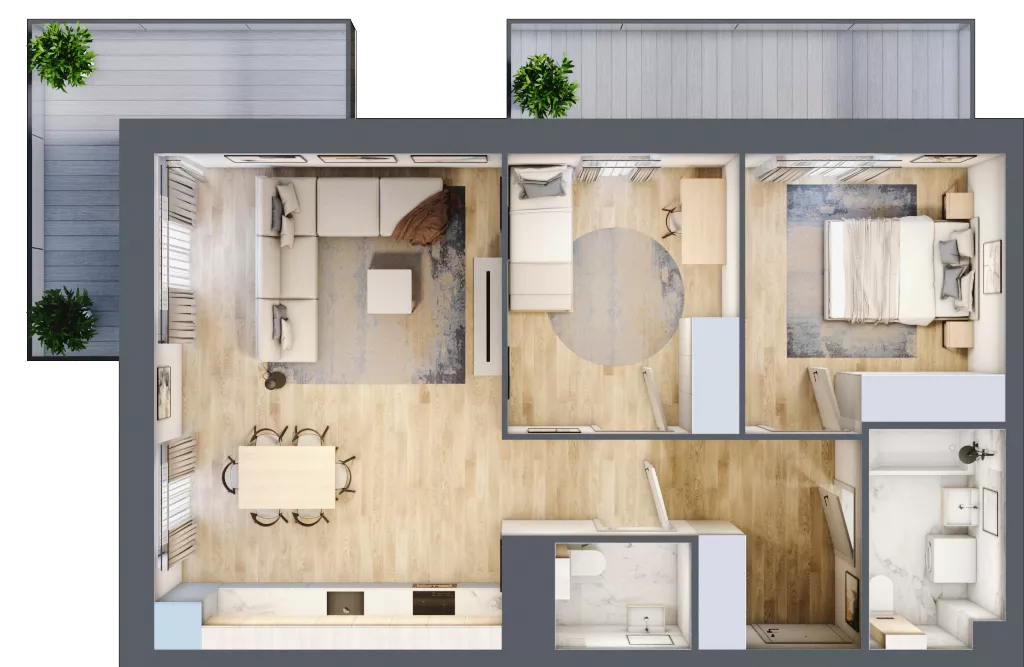 3 pokoje, mieszkanie 64,90 m², piętro 2, oferta nr B6-K1-2-1, ATAL Strachowicka II, Wrocław, Żerniki, Fabryczna, ul. Strachowicka