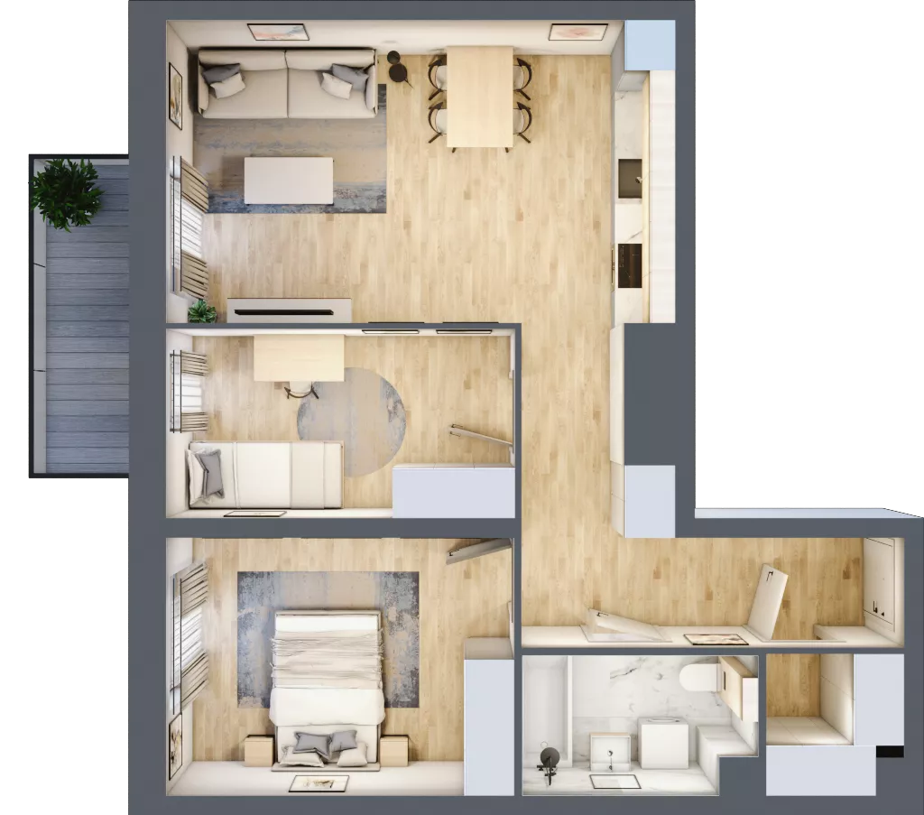 3 pokoje, mieszkanie 60,70 m², piętro 3, oferta nr B6-K1-3-6, ATAL Strachowicka II, Wrocław, Żerniki, Fabryczna, ul. Strachowicka