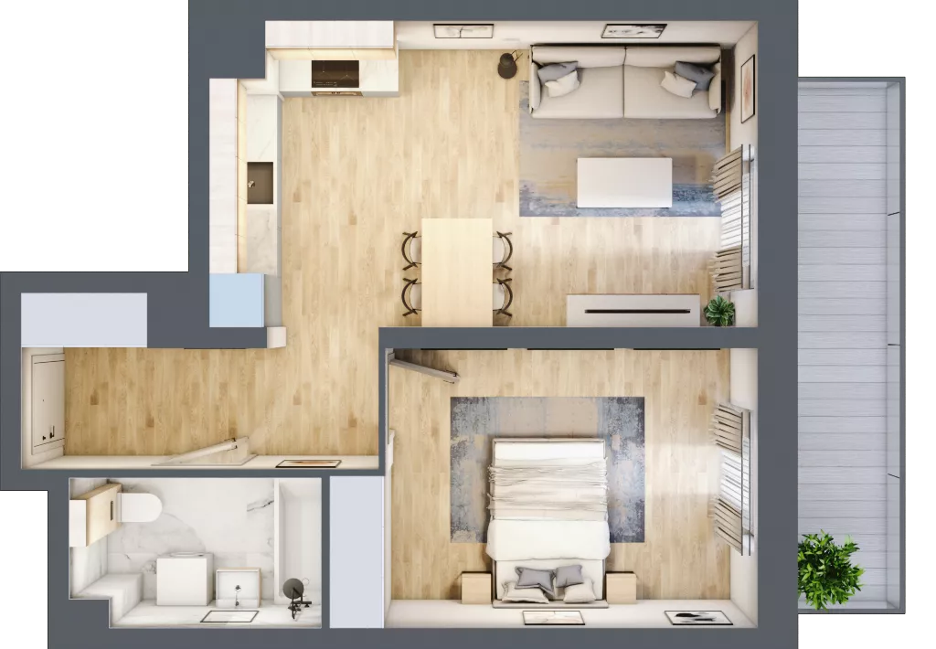 2 pokoje, mieszkanie 44,76 m², piętro 3, oferta nr B6-K1-3-3, ATAL Strachowicka II, Wrocław, Żerniki, Fabryczna, ul. Strachowicka