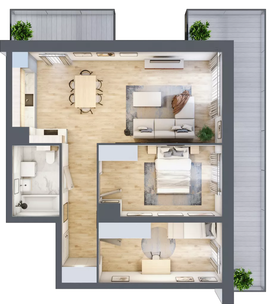 3 pokoje, mieszkanie 61,97 m², piętro 2, oferta nr B6-K1-2-2, ATAL Strachowicka II, Wrocław, Żerniki, Fabryczna, ul. Strachowicka