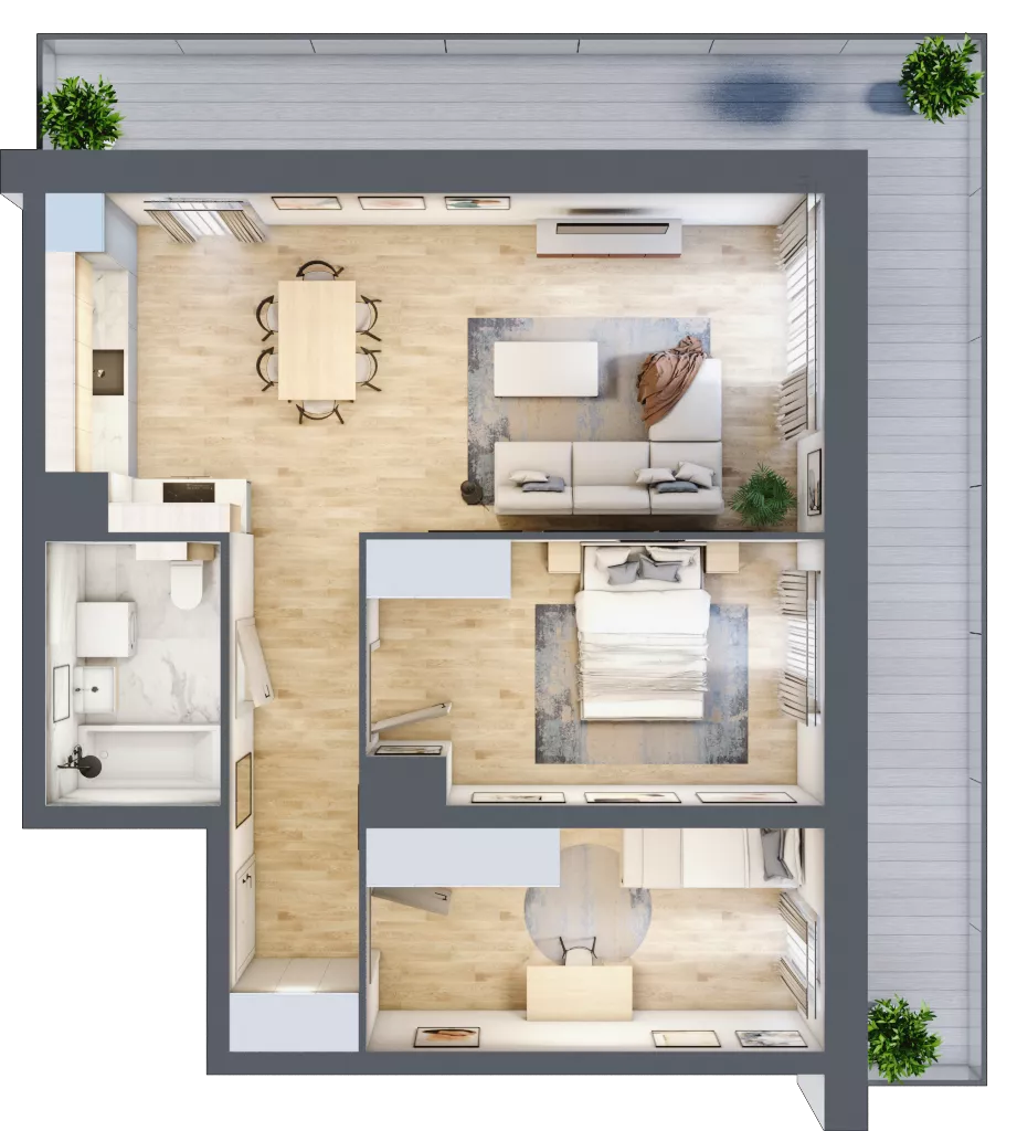 3 pokoje, mieszkanie 62,13 m², piętro 1, oferta nr B6-K1-1-2, ATAL Strachowicka II, Wrocław, Żerniki, Fabryczna, ul. Strachowicka