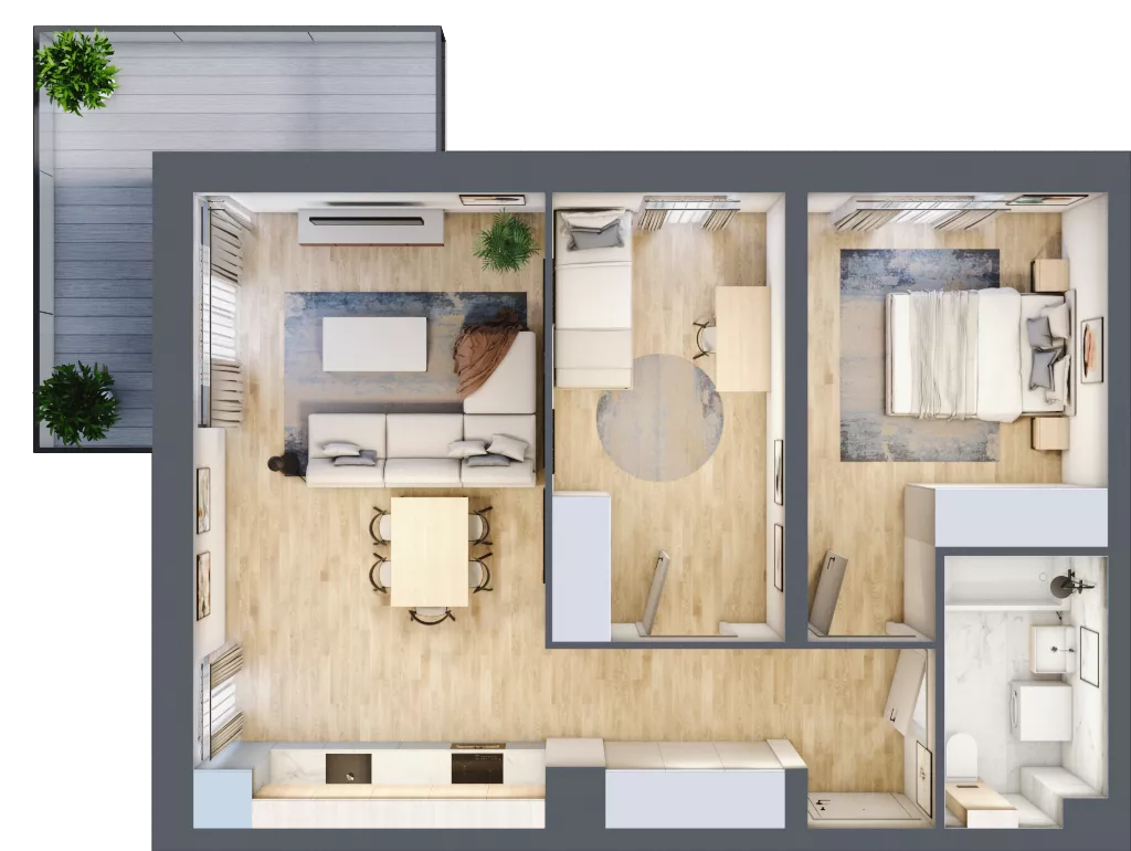 3 pokoje, mieszkanie 58,23 m², piętro 1, oferta nr B7-K1-1-1, ATAL Strachowicka II, Wrocław, Żerniki, Fabryczna, ul. Strachowicka