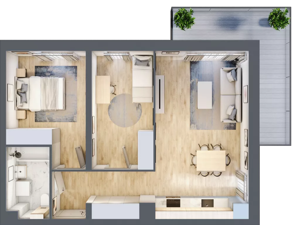 3 pokoje, mieszkanie 58,26 m², piętro 2, oferta nr B7-K1-2-2, ATAL Strachowicka II, Wrocław, Żerniki, Fabryczna, ul. Strachowicka