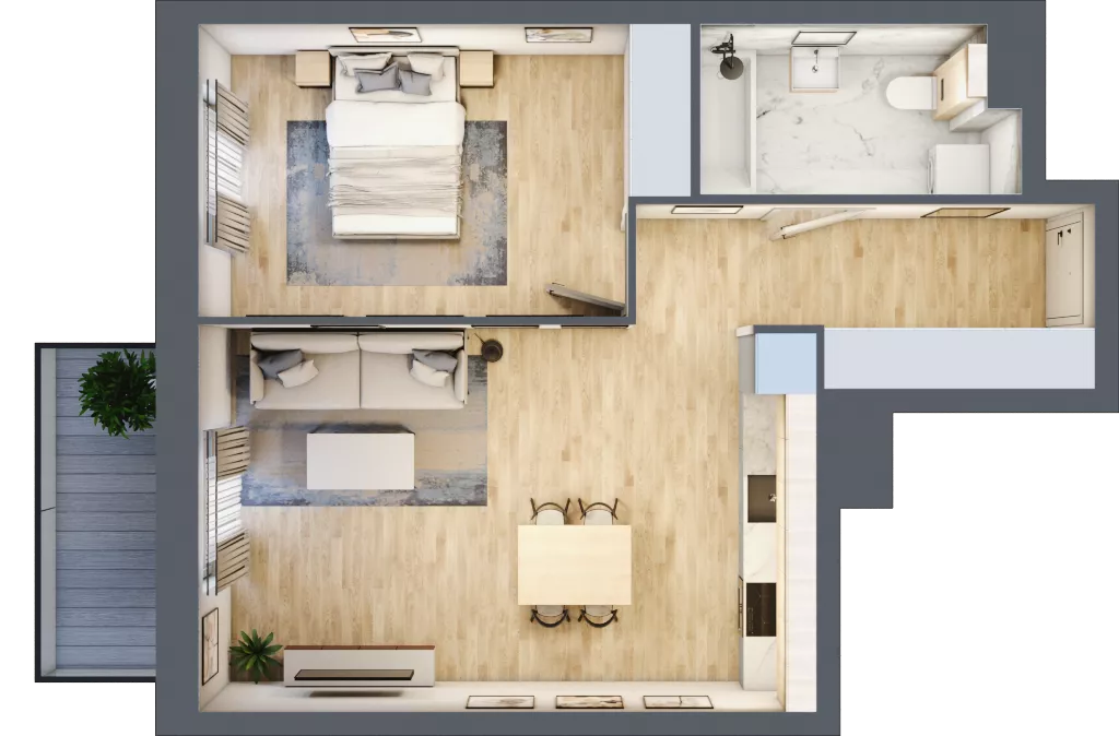 2 pokoje, mieszkanie 48,36 m², piętro 1, oferta nr B7-K1-1-7, ATAL Strachowicka II, Wrocław, Żerniki, Fabryczna, ul. Strachowicka