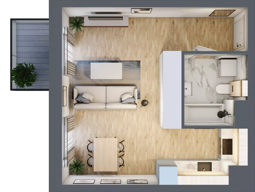 1 pokój, mieszkanie 33,97 m², piętro 3, oferta nr B7-K1-3-7, ATAL Strachowicka II, Wrocław, Żerniki, Fabryczna, ul. Strachowicka