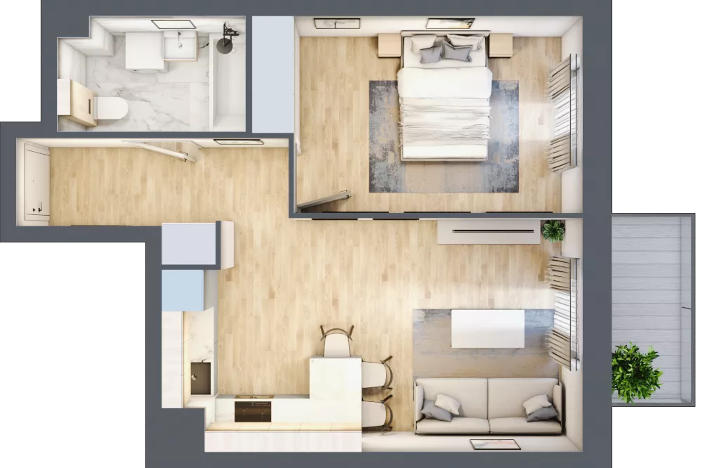 2 pokoje, mieszkanie 41,82 m², piętro 1, oferta nr B7-K1-1-4, ATAL Strachowicka II, Wrocław, Żerniki, Fabryczna, ul. Strachowicka