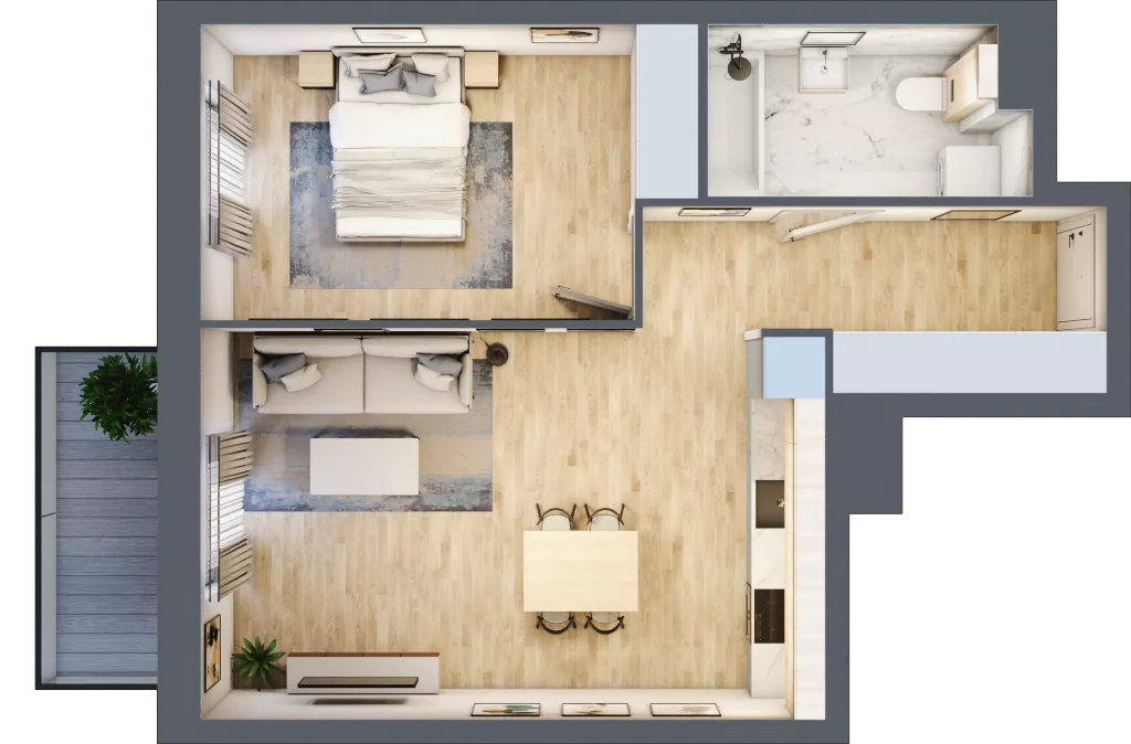 2 pokoje, mieszkanie 48,34 m², piętro 2, oferta nr B7-K1-2-7, ATAL Strachowicka II, Wrocław, Żerniki, Fabryczna, ul. Strachowicka