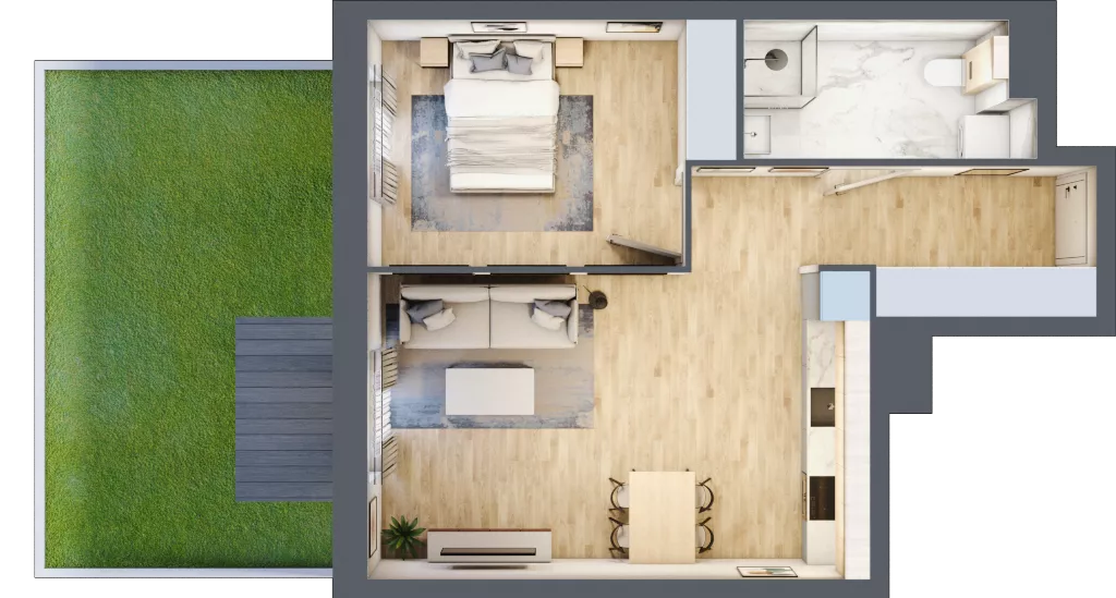 2 pokoje, mieszkanie 48,36 m², parter, oferta nr B7-K1-0-7, ATAL Strachowicka II, Wrocław, Żerniki, Fabryczna, ul. Strachowicka