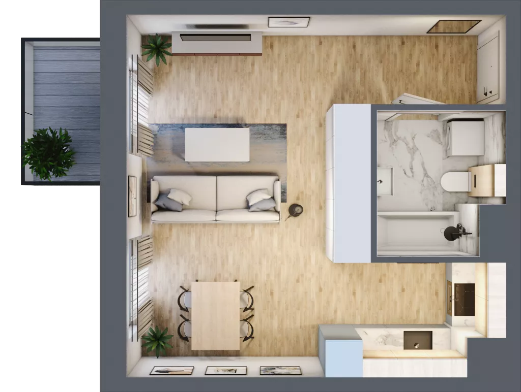 1 pokój, mieszkanie 33,89 m², piętro 2, oferta nr B7-K1-2-8, ATAL Strachowicka II, Wrocław, Żerniki, Fabryczna, ul. Strachowicka