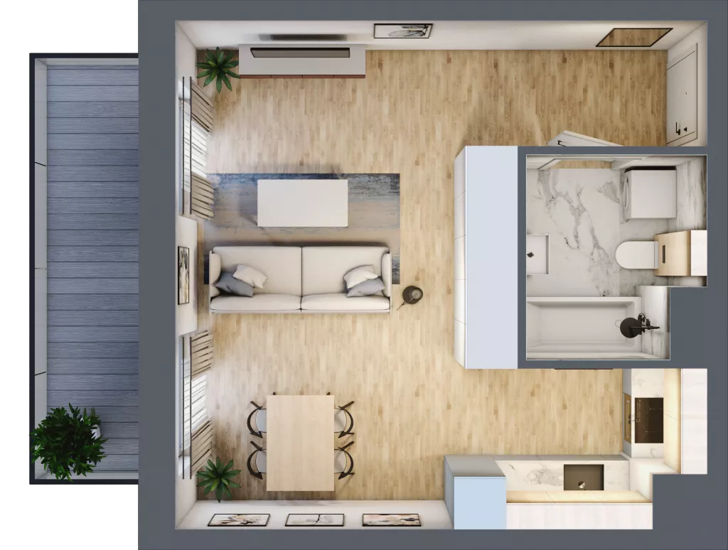 1 pokój, mieszkanie 34,01 m², piętro 1, oferta nr B7-K1-1-8, ATAL Strachowicka II, Wrocław, Żerniki, Fabryczna, ul. Strachowicka
