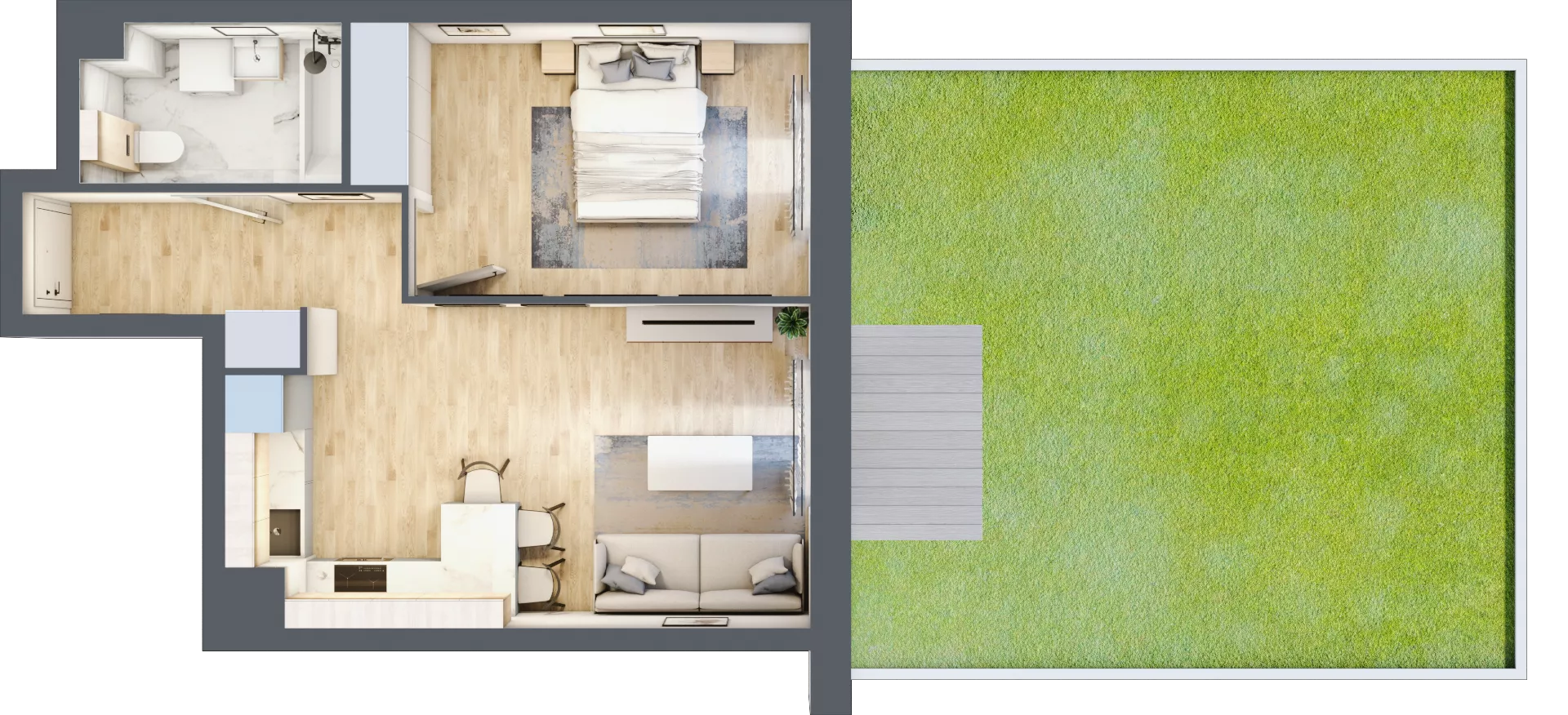 2 pokoje, mieszkanie 41,92 m², parter, oferta nr B7-K1-0-4, ATAL Strachowicka II, Wrocław, Żerniki, Fabryczna, ul. Strachowicka