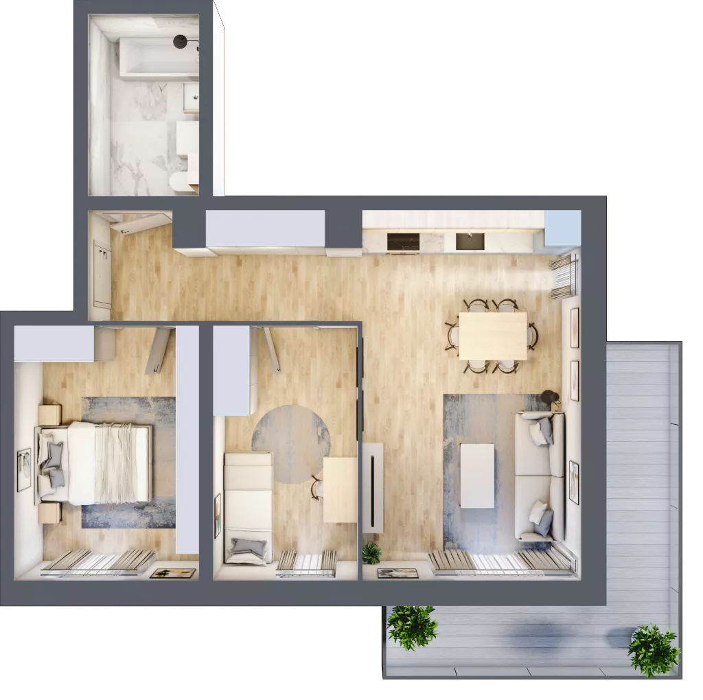 3 pokoje, mieszkanie 58,29 m², piętro 1, oferta nr B7-K1-1-5, ATAL Strachowicka II, Wrocław, Żerniki, Fabryczna, ul. Strachowicka