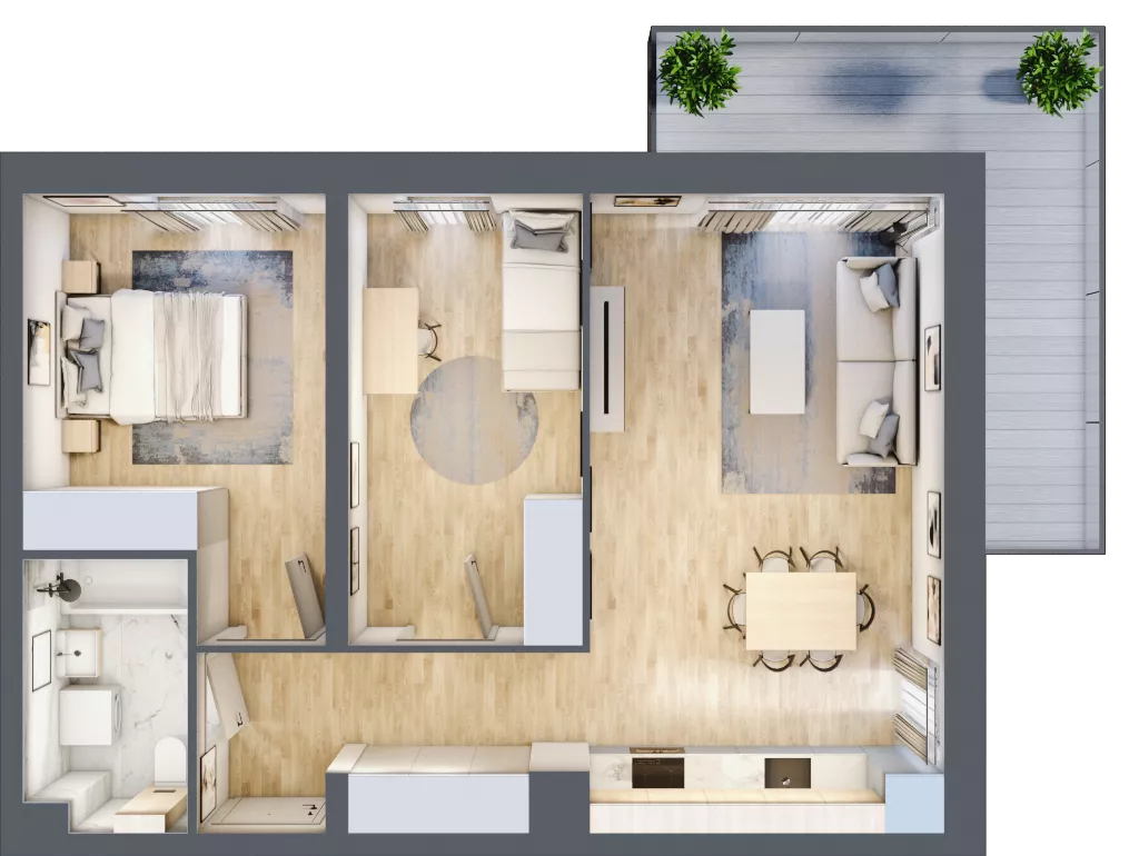 3 pokoje, mieszkanie 58,30 m², piętro 1, oferta nr B7-K1-1-2, ATAL Strachowicka II, Wrocław, Żerniki, Fabryczna, ul. Strachowicka