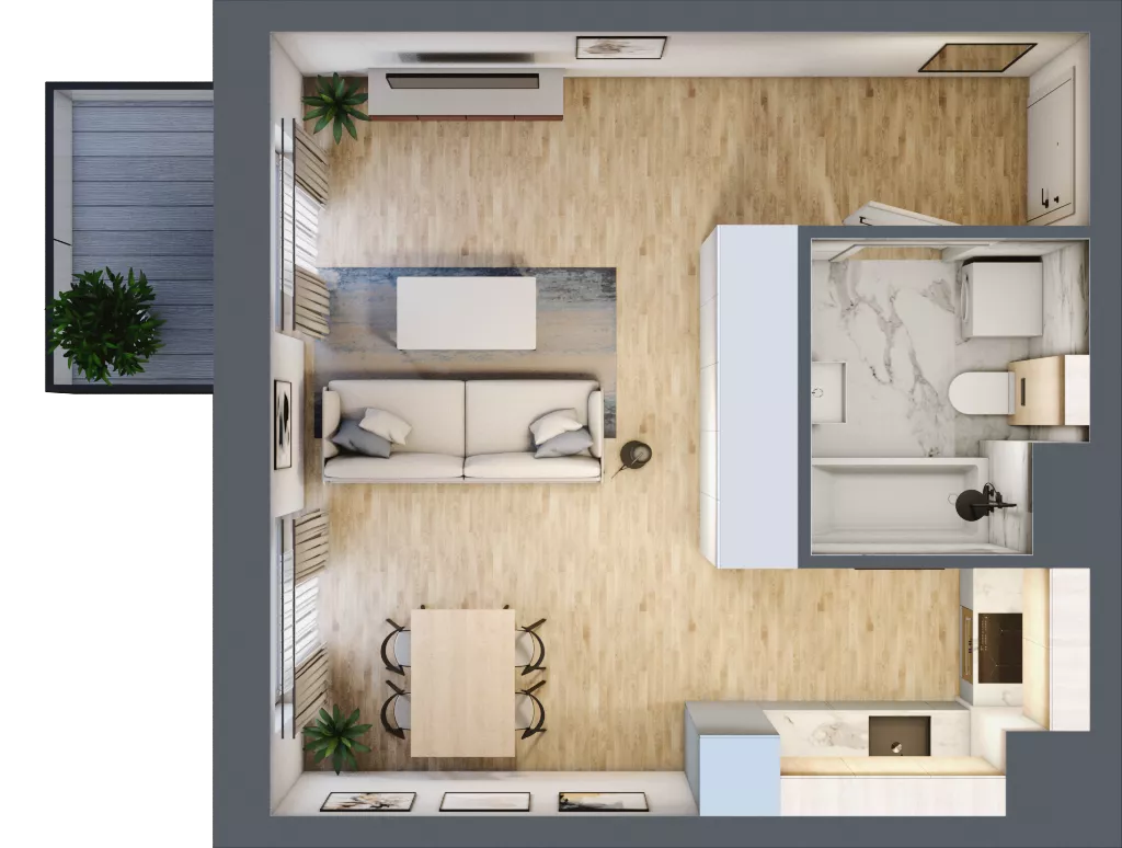 1 pokój, mieszkanie 34,09 m², piętro 3, oferta nr B8-K1-3-7, ATAL Strachowicka II, Wrocław, Żerniki, Fabryczna, ul. Strachowicka