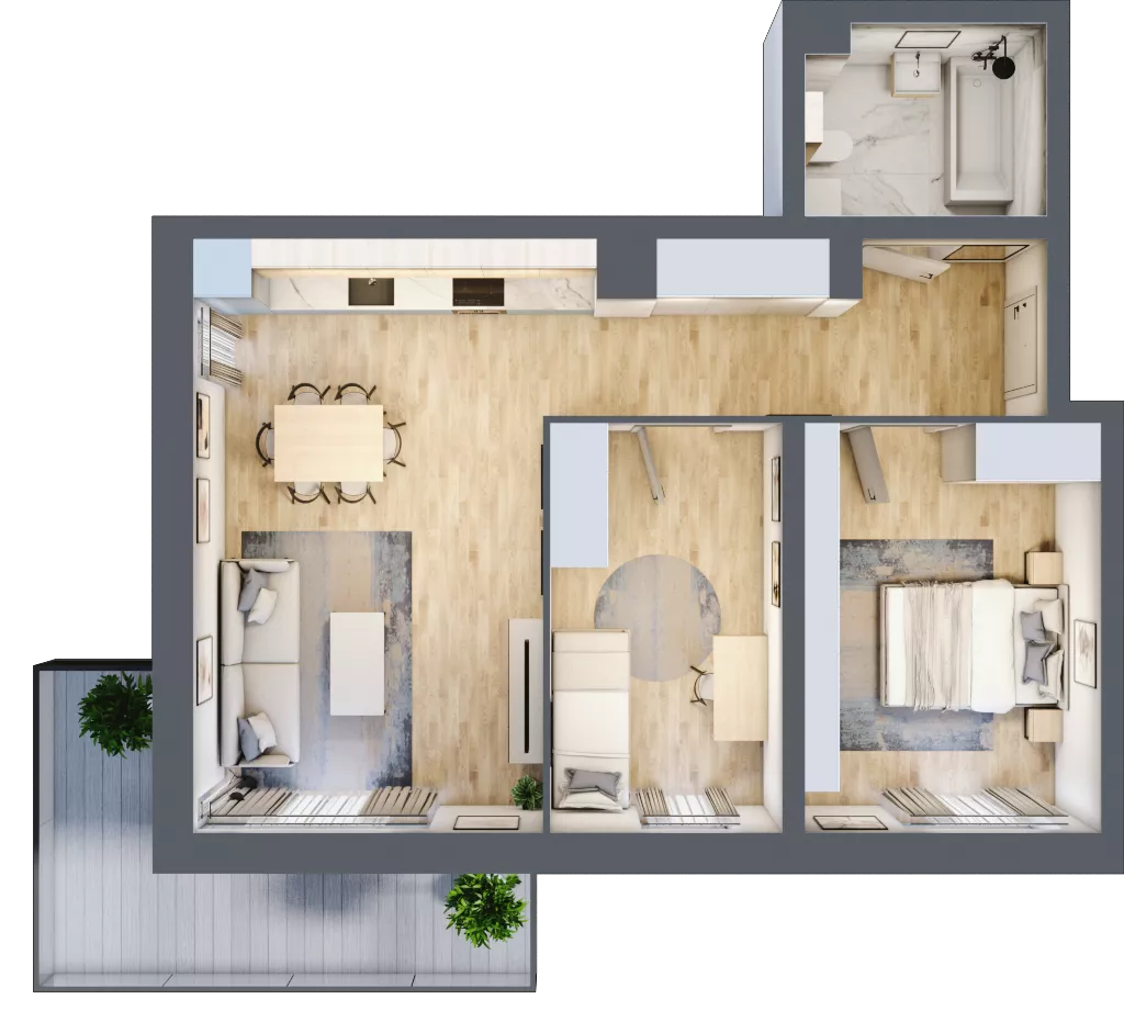 3 pokoje, mieszkanie 58,70 m², piętro 1, oferta nr B8-K1-1-6, ATAL Strachowicka II, Wrocław, Żerniki, Fabryczna, ul. Strachowicka