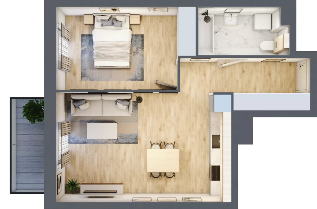 2 pokoje, mieszkanie 48,66 m², piętro 2, oferta nr B8-K1-2-7, ATAL Strachowicka II, Wrocław, Żerniki, Fabryczna, ul. Strachowicka