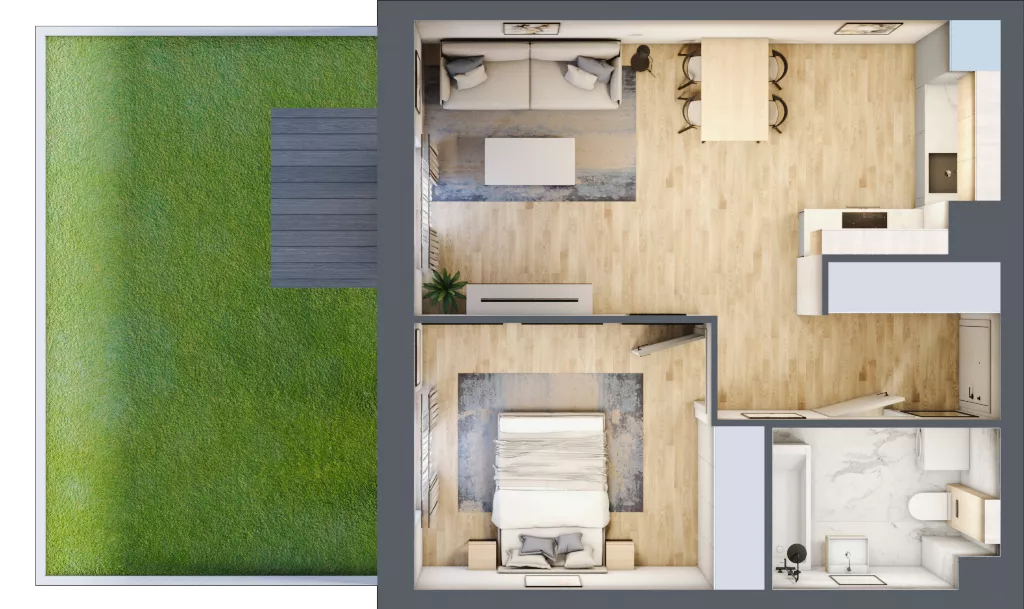 2 pokoje, mieszkanie 45,13 m², parter, oferta nr B9-K2-0-2, ATAL Strachowicka II, Wrocław, Żerniki, Fabryczna, ul. Strachowicka