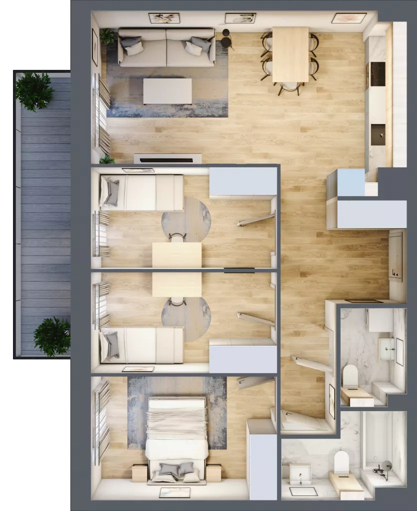 4 pokoje, mieszkanie 71,29 m², piętro 1, oferta nr B9-K2-1-4, ATAL Strachowicka II, Wrocław, Żerniki, Fabryczna, ul. Strachowicka