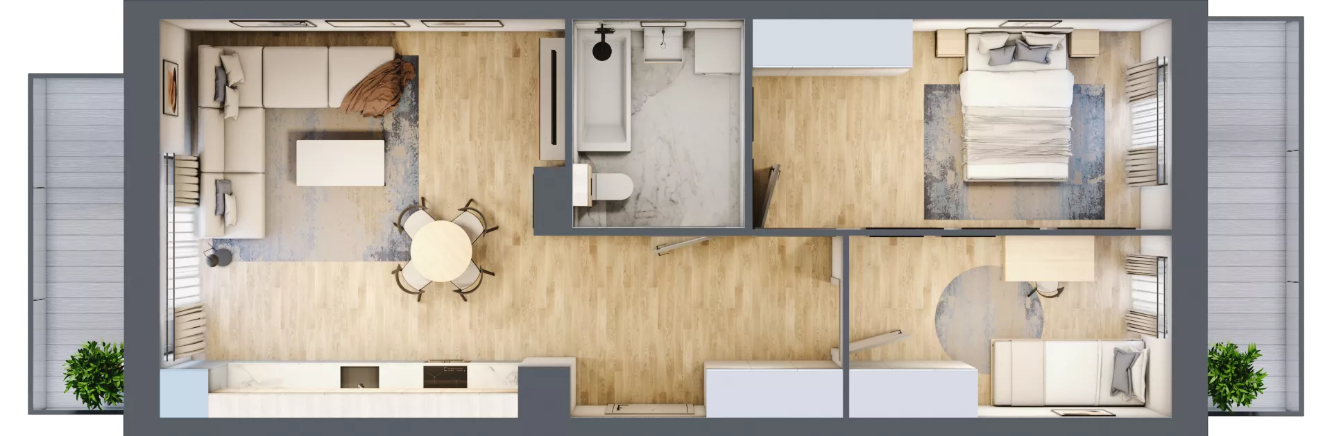 3 pokoje, mieszkanie 60,03 m², piętro 1, oferta nr B9-K1-1-4, ATAL Strachowicka II, Wrocław, Żerniki, Fabryczna, ul. Strachowicka