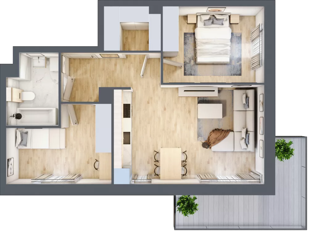 3 pokoje, mieszkanie 56,79 m², piętro 2, oferta nr B9-K1-2-2, ATAL Strachowicka II, Wrocław, Żerniki, Fabryczna, ul. Strachowicka