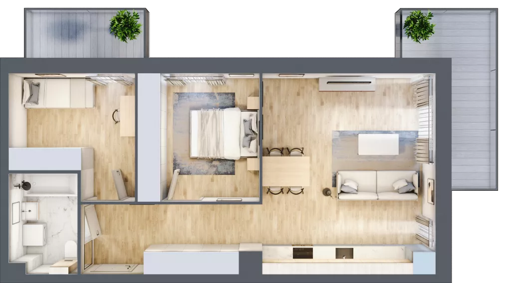 3 pokoje, mieszkanie 59,76 m², piętro 2, oferta nr B9-K4-2-4, ATAL Strachowicka II, Wrocław, Żerniki, Fabryczna, ul. Strachowicka