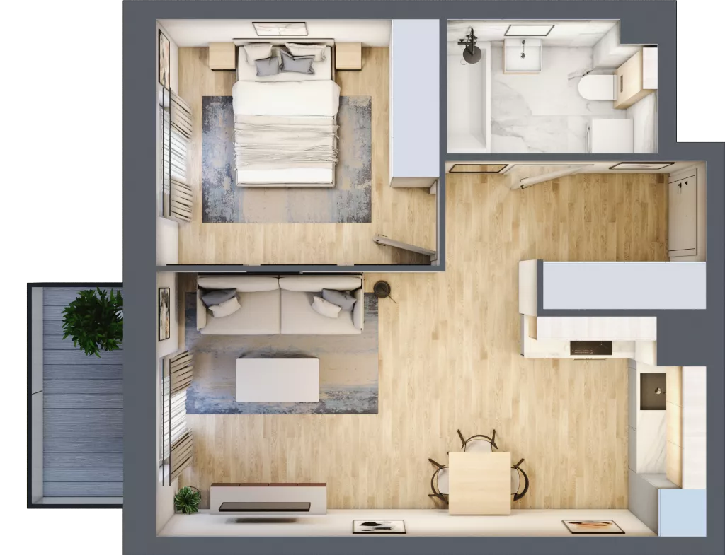 2 pokoje, mieszkanie 42,38 m², piętro 1, oferta nr B9-K3-1-2, ATAL Strachowicka II, Wrocław, Żerniki, Fabryczna, ul. Strachowicka