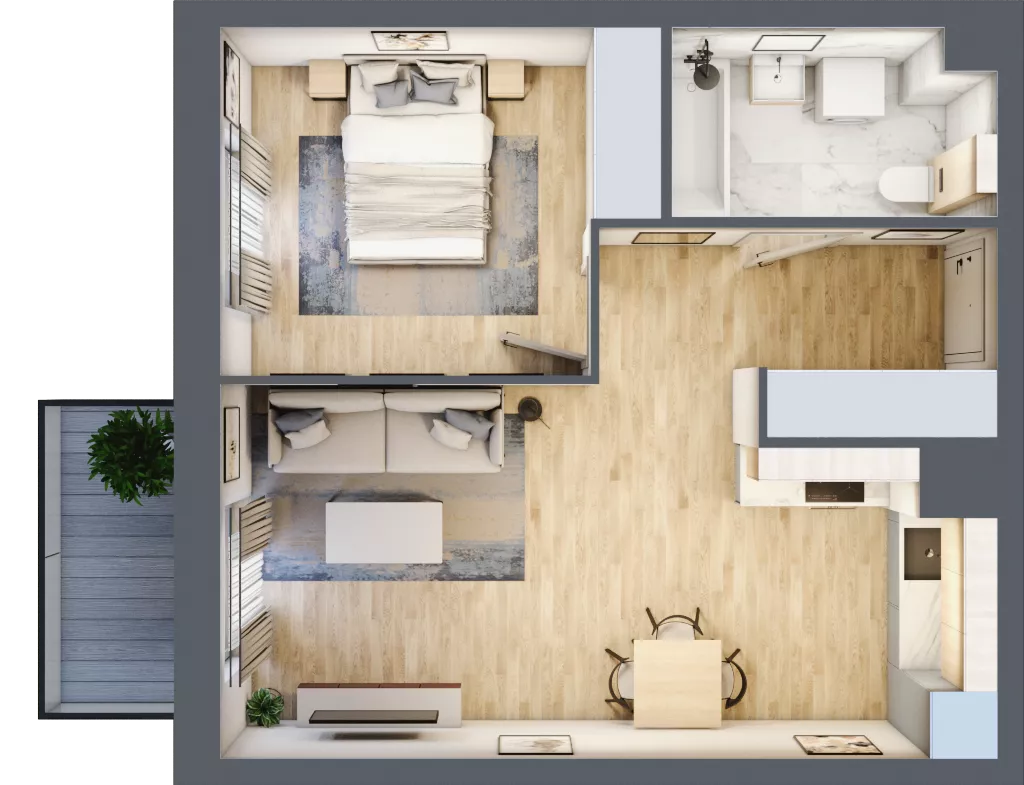 2 pokoje, mieszkanie 43,37 m², piętro 1, oferta nr B9-K3-1-3, ATAL Strachowicka II, Wrocław, Żerniki, Fabryczna, ul. Strachowicka