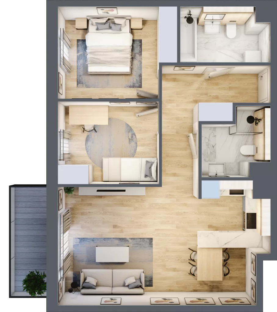 3 pokoje, mieszkanie 66,78 m², piętro 1, oferta nr A2.1.4, ATAL Idea Swarzędz, Swarzędz, ul. Tabaki