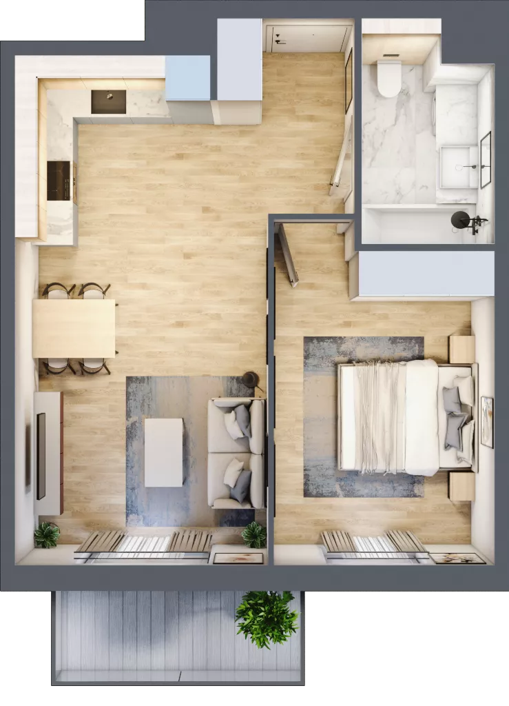 2 pokoje, mieszkanie 44,51 m², piętro 1, oferta nr 1B.10, Akacjowa Wita, Kraków, Prądnik Czerwony, Rakowice, ul. Akacjowa