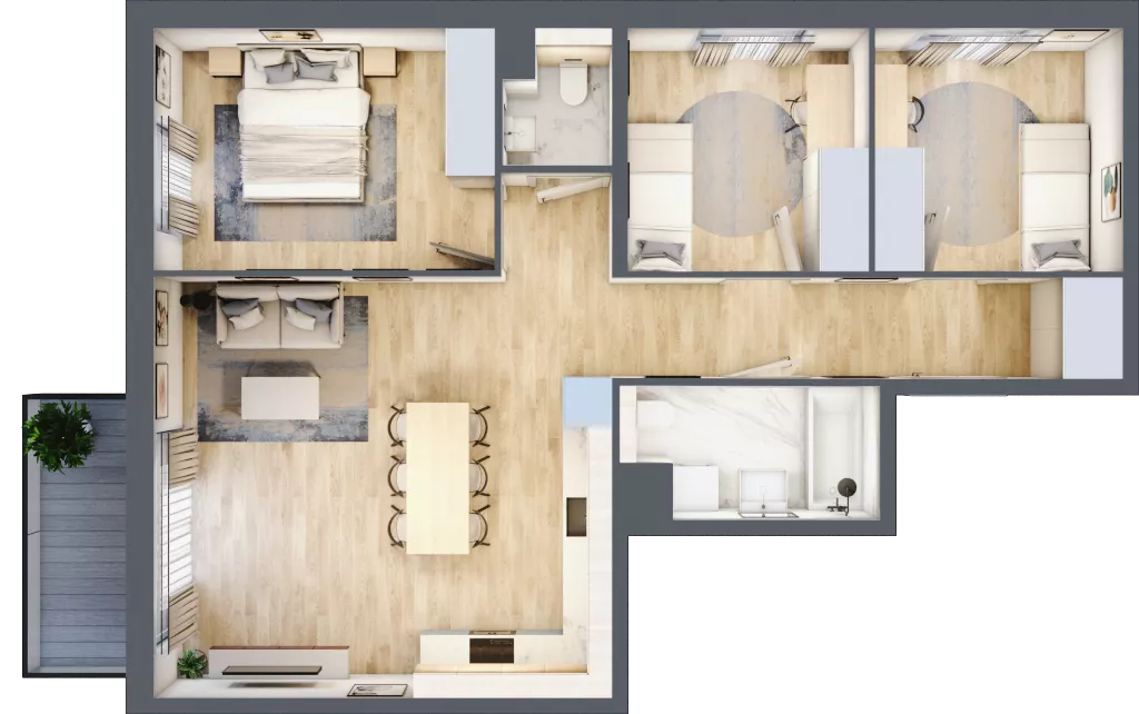 4 pokoje, mieszkanie 74,89 m², piętro 1, oferta nr 1B.12, Akacjowa Wita, Kraków, Prądnik Czerwony, Rakowice, ul. Akacjowa