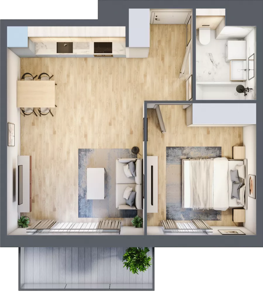 2 pokoje, mieszkanie 44,48 m², piętro 1, oferta nr 2A.07, Akacjowa Wita, Kraków, Prądnik Czerwony, Rakowice, ul. Akacjowa