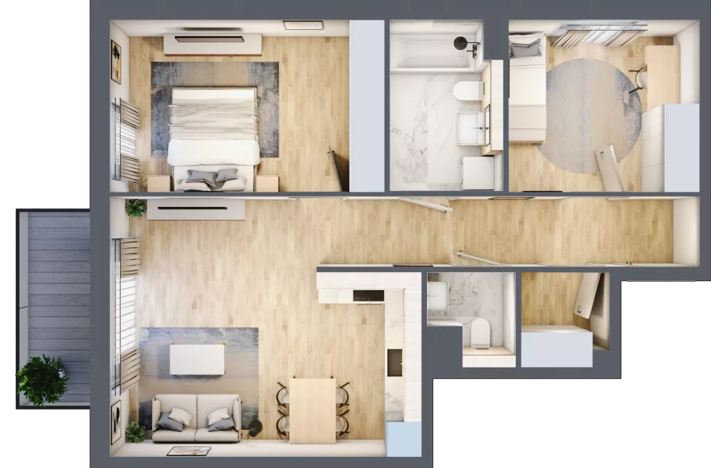 3 pokoje, mieszkanie 63,88 m², piętro 1, oferta nr 2A.09, Akacjowa Wita, Kraków, Prądnik Czerwony, Rakowice, ul. Akacjowa
