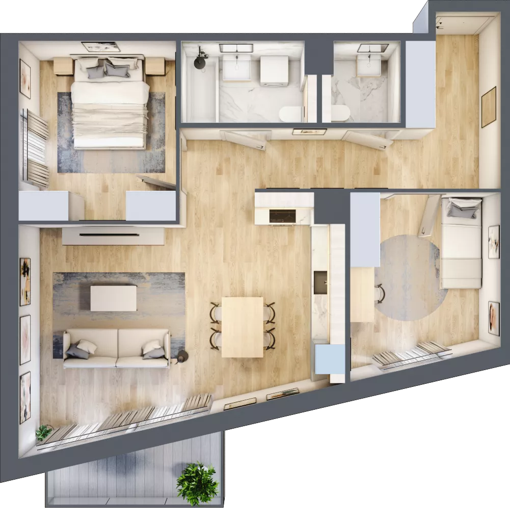 3 pokoje, mieszkanie 69,31 m², piętro 1, oferta nr AI.1.M11, Przewóz 42 ATAL, Kraków, Podgórze, Płaszów, ul. Przewóz 42
