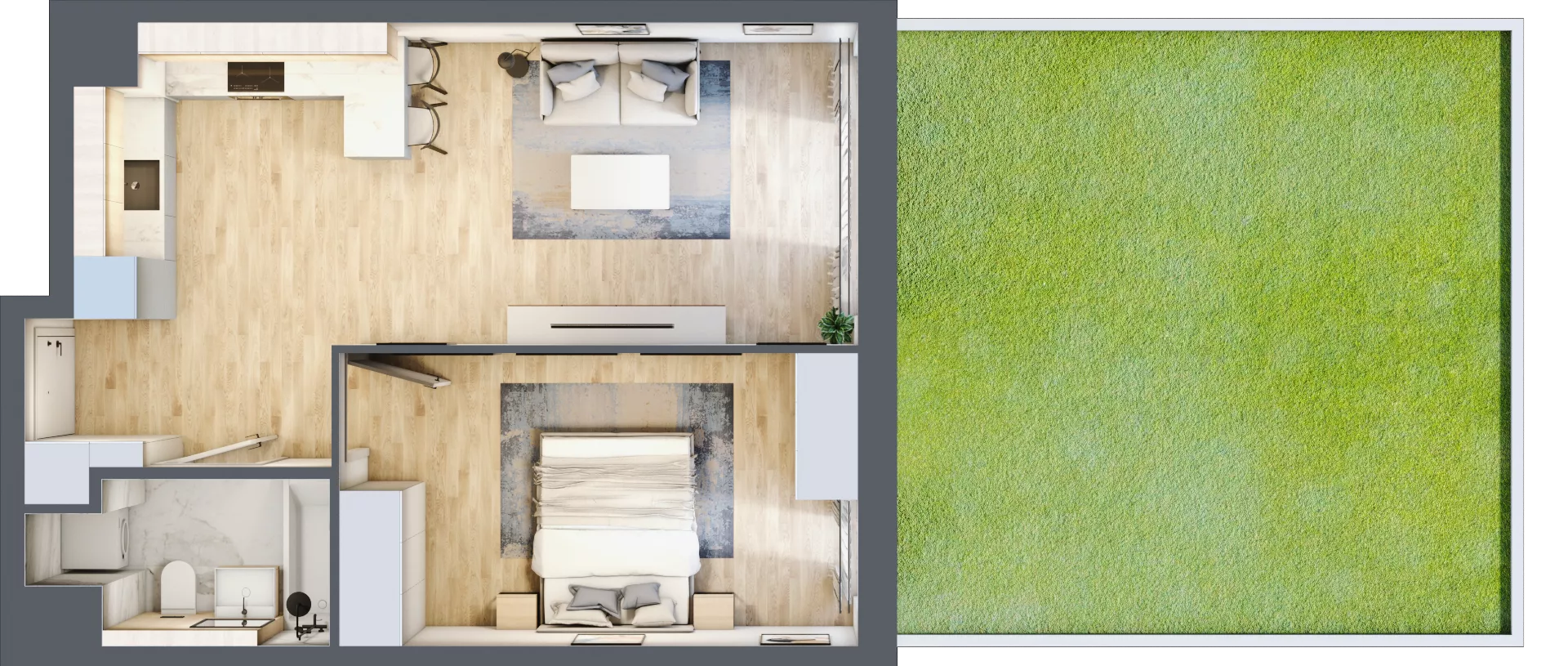 2 pokoje, mieszkanie 45,17 m², parter, oferta nr AII.0.M44, Przewóz 42 ATAL, Kraków, Podgórze, Płaszów, ul. Przewóz 42