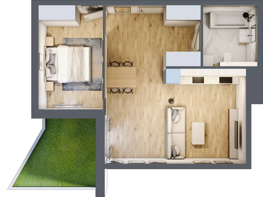 2 pokoje, mieszkanie 50,27 m², parter, oferta nr AII.0.M47, Przewóz 42 ATAL, Kraków, Podgórze, Płaszów, ul. Przewóz 42