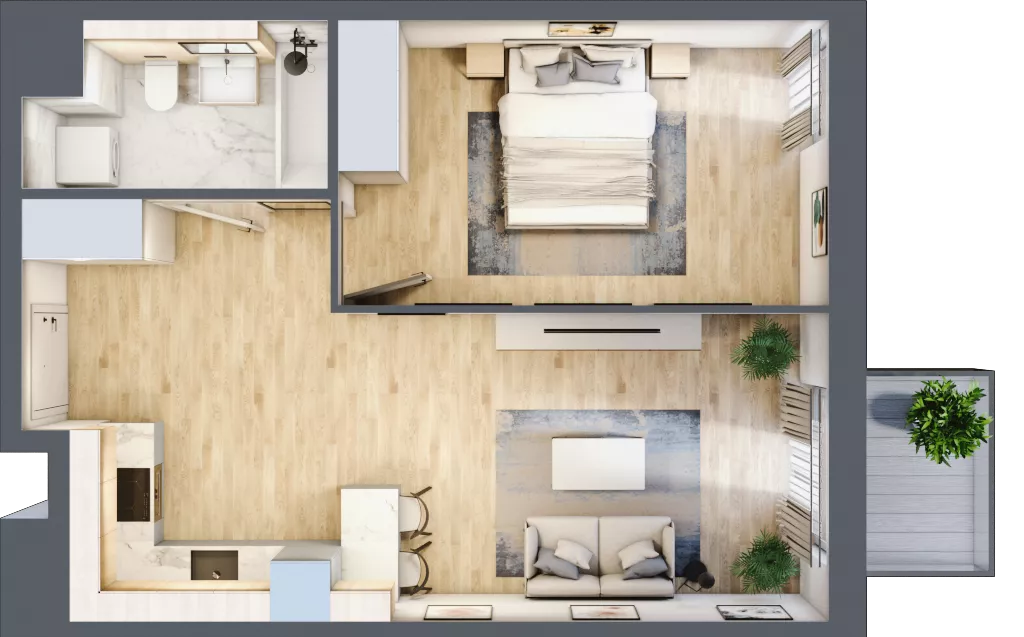 2 pokoje, mieszkanie 45,70 m², piętro 2, oferta nr AIII.2.M97, Przewóz 42 ATAL, Kraków, Podgórze, Płaszów, ul. Przewóz 42
