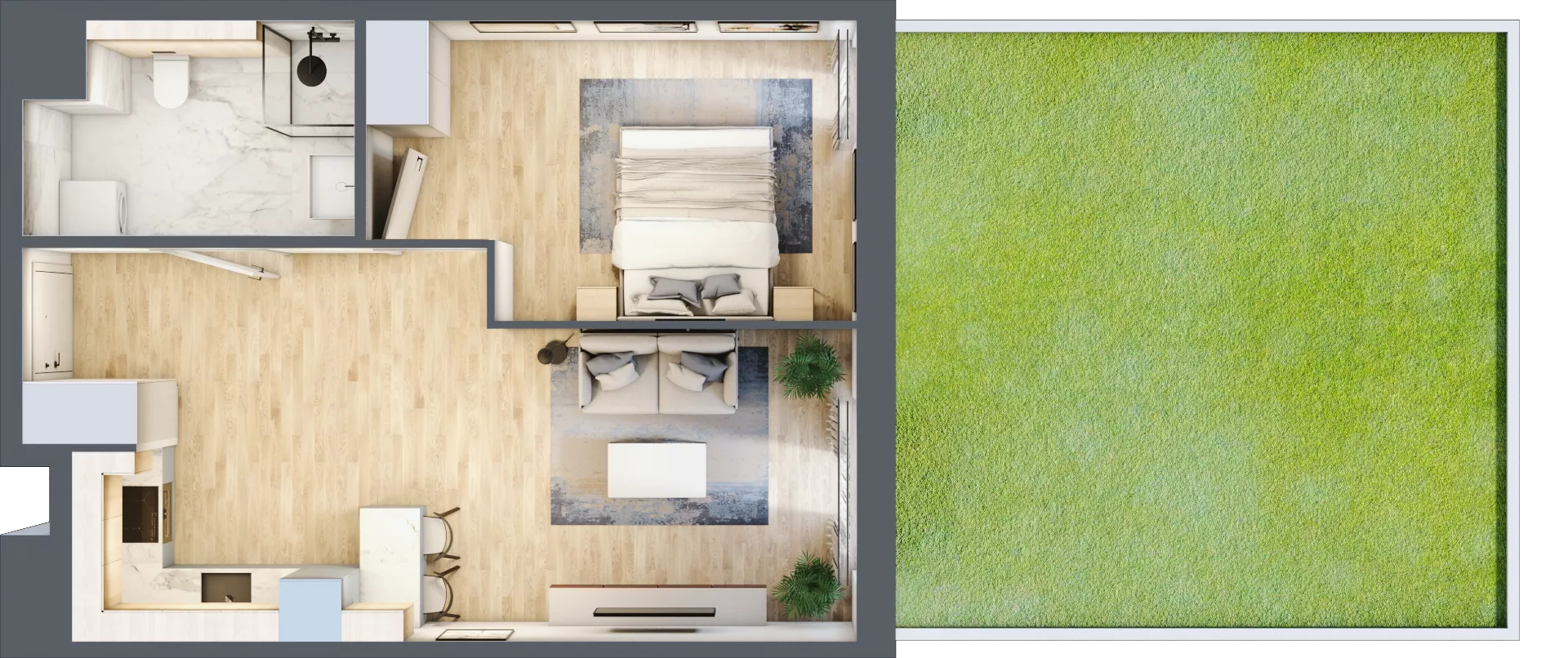 2 pokoje, mieszkanie 45,70 m², parter, oferta nr AIII.0.M81, Przewóz 42 ATAL, Kraków, Podgórze, Płaszów, ul. Przewóz 42