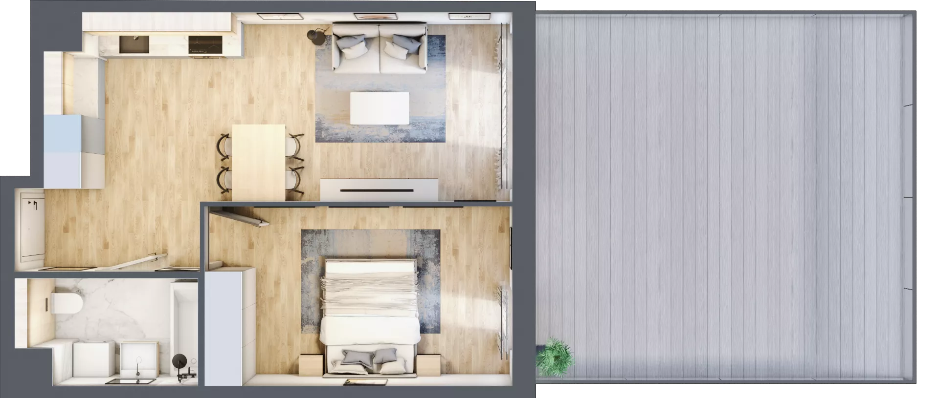 2 pokoje, mieszkanie 45,34 m², parter, oferta nr BII.0.M41, Przewóz 42 ATAL II, Kraków, Podgórze, Płaszów, ul. Przewóz 42