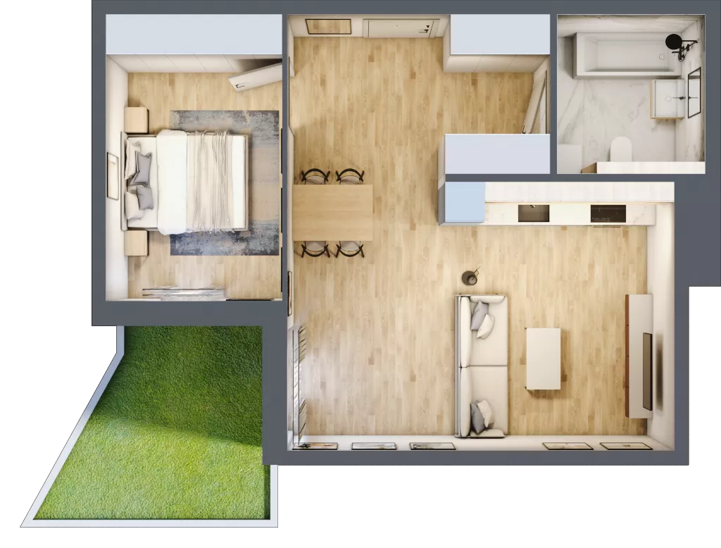 2 pokoje, mieszkanie 50,23 m², parter, oferta nr BII.0.M44, Przewóz 42 ATAL II, Kraków, Podgórze, Płaszów, ul. Przewóz 42