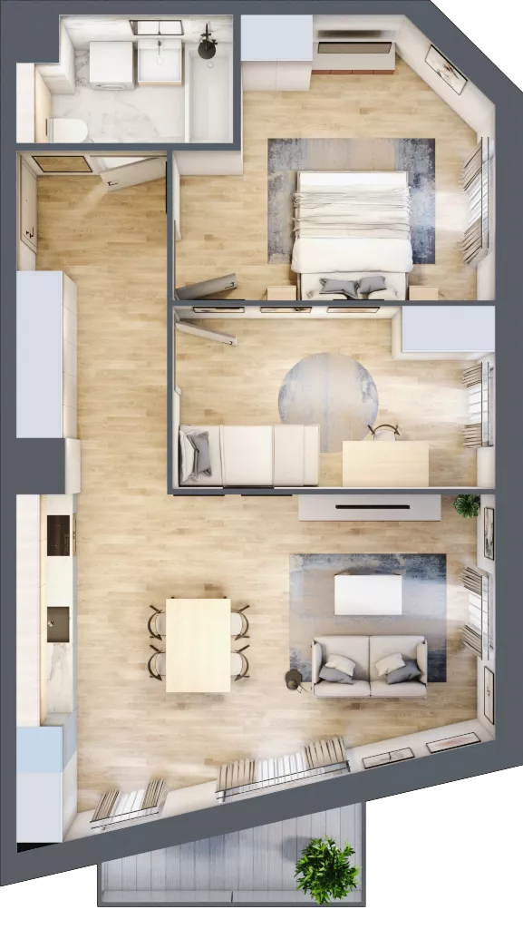 3 pokoje, mieszkanie 62,05 m², piętro 3, oferta nr BI.3.M21, Przewóz 42 ATAL II, Kraków, Podgórze, Płaszów, ul. Przewóz 42