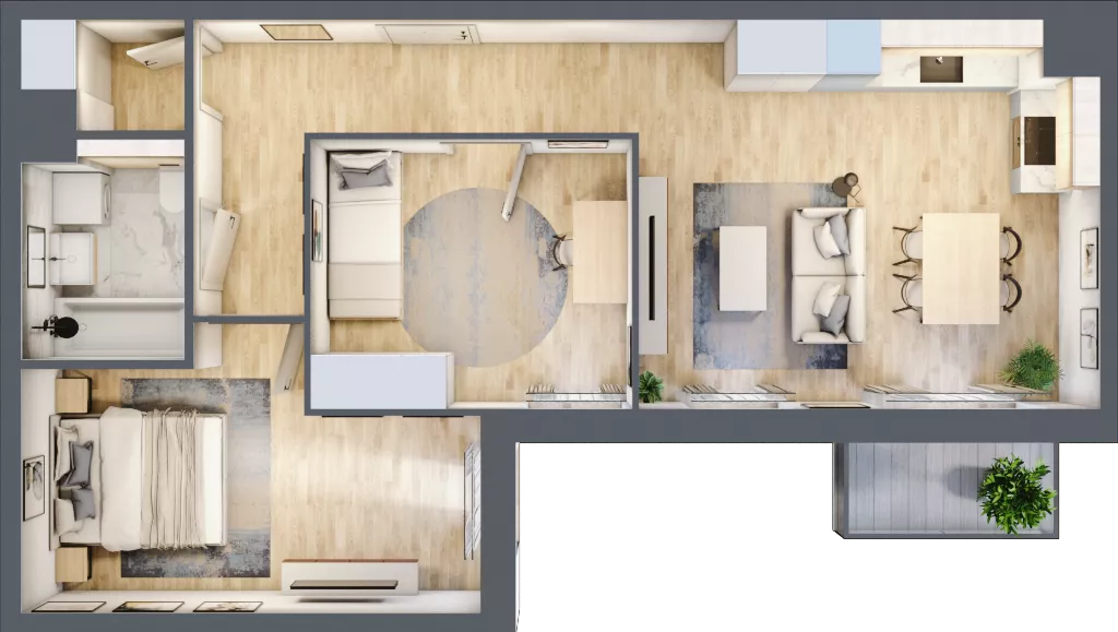 3 pokoje, mieszkanie 60,75 m², piętro 2, oferta nr BI.2.M14, Przewóz 42 ATAL II, Kraków, Podgórze, Płaszów, ul. Przewóz 42