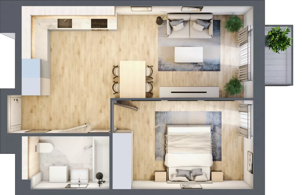 2 pokoje, mieszkanie 44,61 m², piętro 4, oferta nr BIII.4.M114, Przewóz 42 ATAL II, Kraków, Podgórze, Płaszów, ul. Przewóz 42