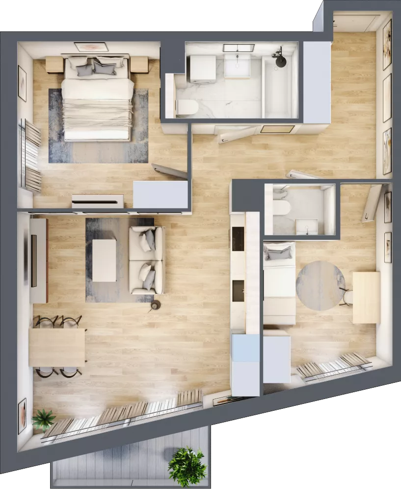 3 pokoje, mieszkanie 64,76 m², piętro 1, oferta nr BI.1.M10, Przewóz 42 ATAL II, Kraków, Podgórze, Płaszów, ul. Przewóz 42