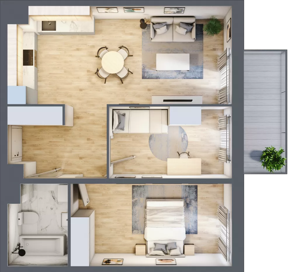 3 pokoje, mieszkanie 59,50 m², piętro 2, oferta nr B10-K3-2-2, Żerniki Na Novo III, Wrocław, Żerniki, ul. Maxa Berga