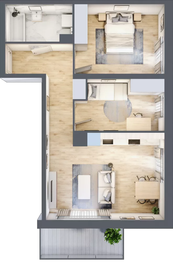 3 pokoje, mieszkanie 57,34 m², piętro 1, oferta nr B10-K3-1-4, Żerniki Na Novo III, Wrocław, Żerniki, ul. Maxa Berga