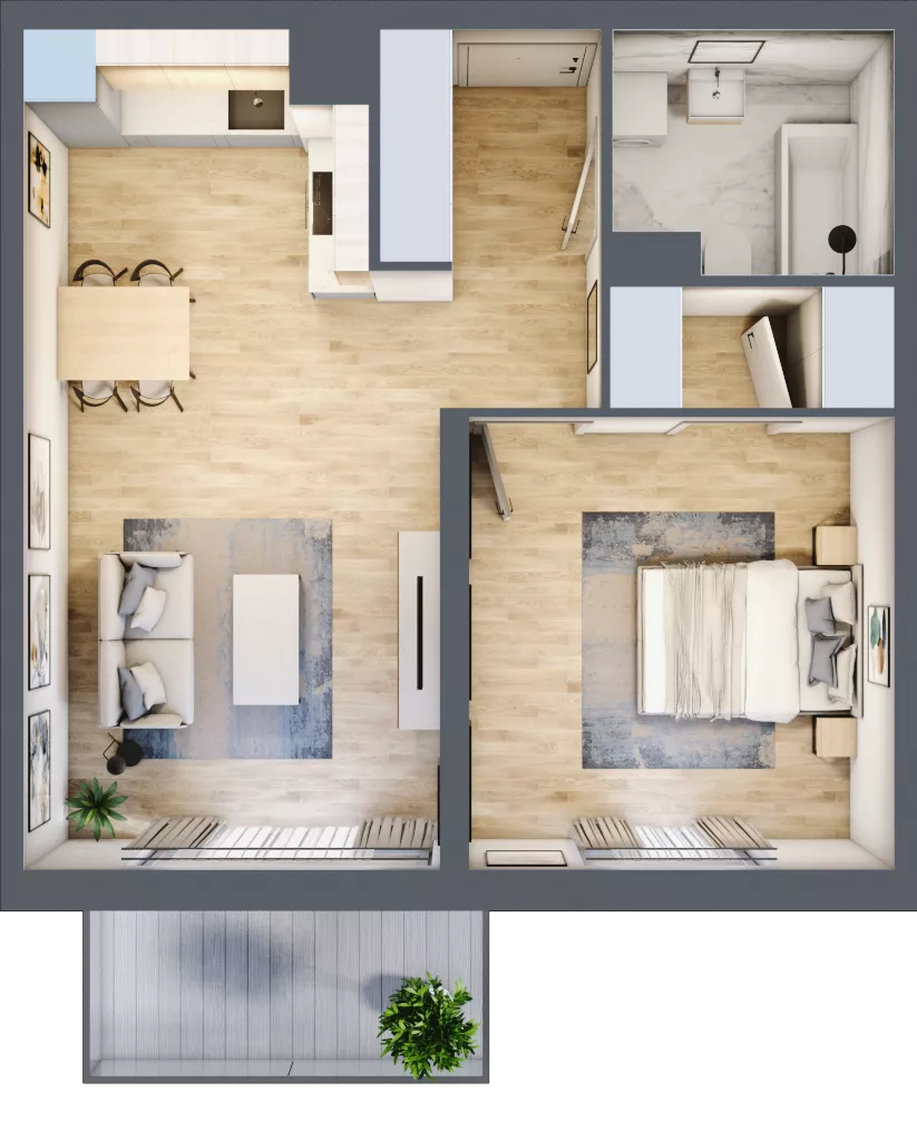 2 pokoje, mieszkanie 48,12 m², piętro 4, oferta nr B10-K1-4-2, Żerniki Na Novo III, Wrocław, Żerniki, ul. Maxa Berga