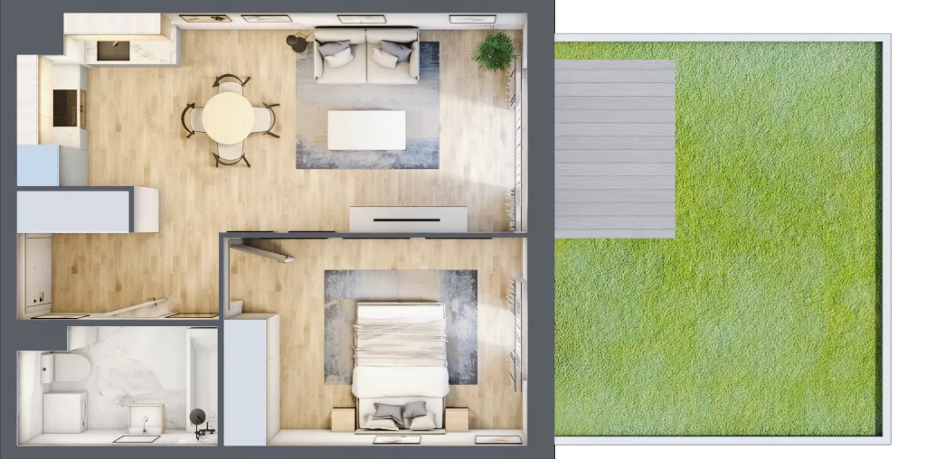 2 pokoje, mieszkanie 44,00 m², parter, oferta nr B10-K3-0-3, Żerniki Na Novo III, Wrocław, Żerniki, ul. Maxa Berga