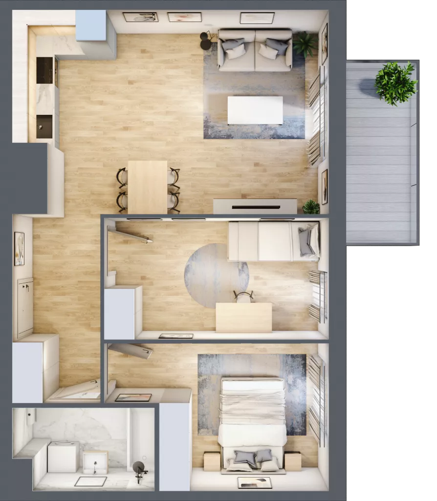 3 pokoje, mieszkanie 57,01 m², piętro 3, oferta nr B11-K1-3-2, Żerniki Na Novo III, Wrocław, Żerniki, ul. Maxa Berga