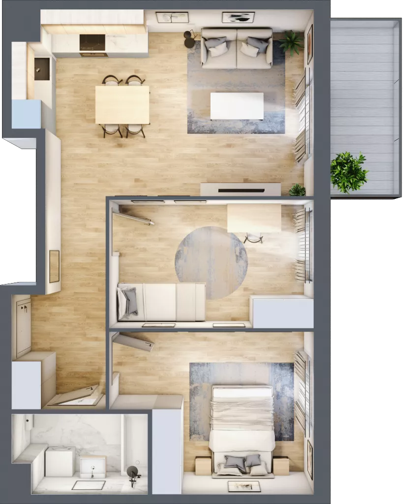 3 pokoje, mieszkanie 58,39 m², piętro 4, oferta nr B11-K1-4-3, Żerniki Na Novo III, Wrocław, Żerniki, ul. Maxa Berga